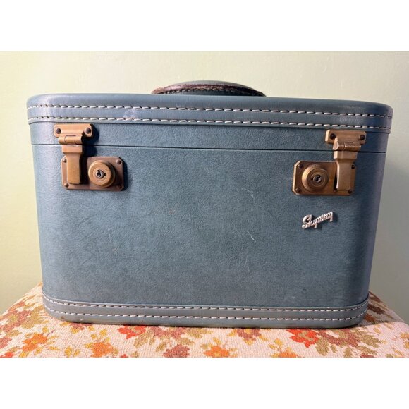 Vintage 50's Skyway Tain Case Suit Case Blue Green - Picture 10 of 16